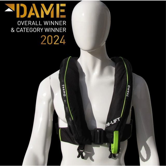 TeamO Offshore Hi-Lift 150N BackTow Lifejacket – Auto – Black with Yellow Trim